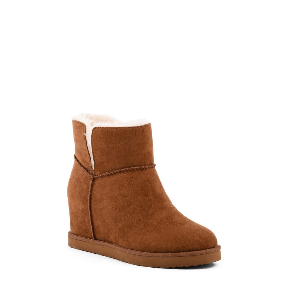 BC Footwear Undecided Boot Women's US 7.5 Brown Round Toe Wedge Bootie JOBB120